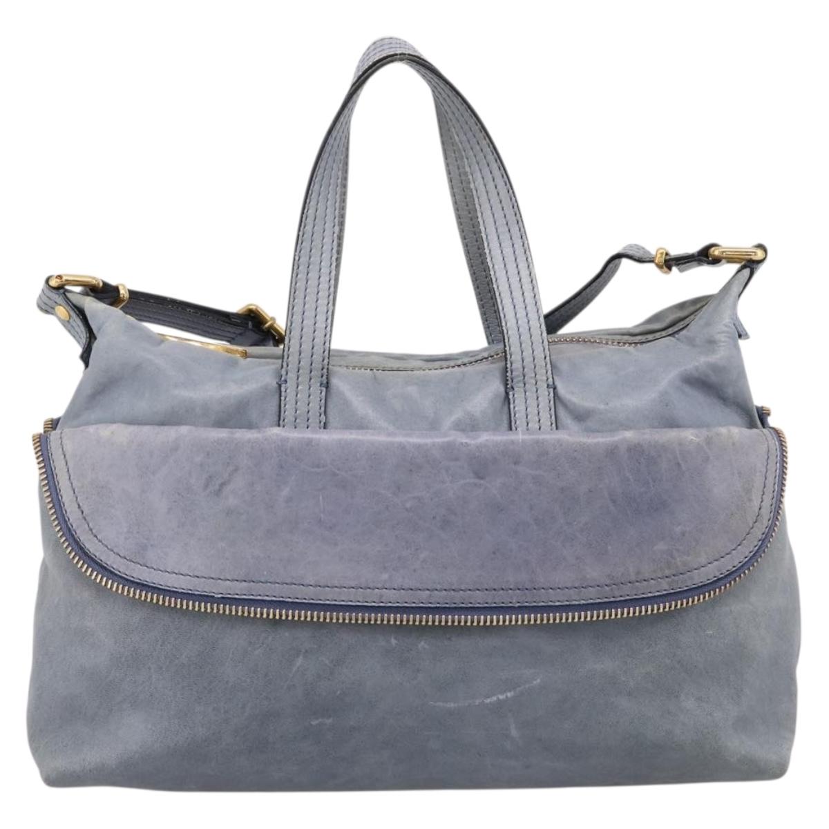 FENDI Hand Bag Leather 2way Purple Gold YX1 2461 Auth ka6396