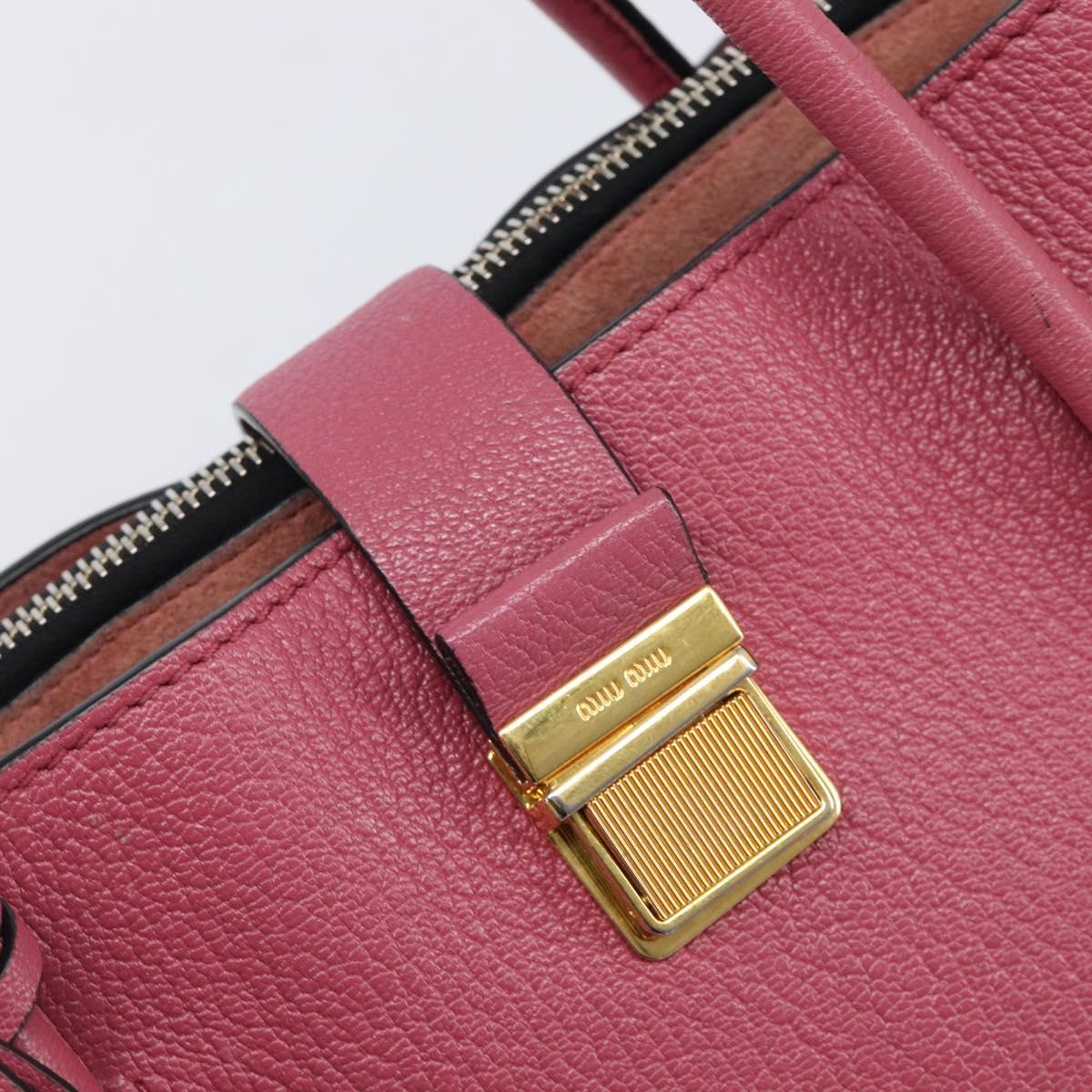 Miu Miu Madras Hand Bag Leather 2way Pink Gold Auth ka6401V