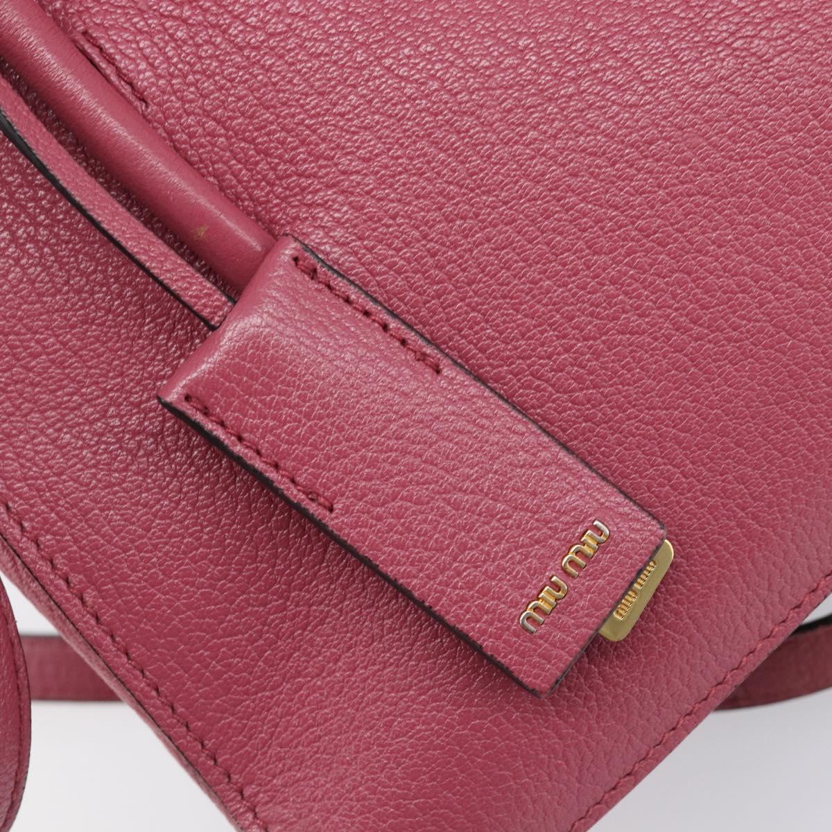 Miu Miu Madras Hand Bag Leather 2way Pink Gold Auth ka6401V