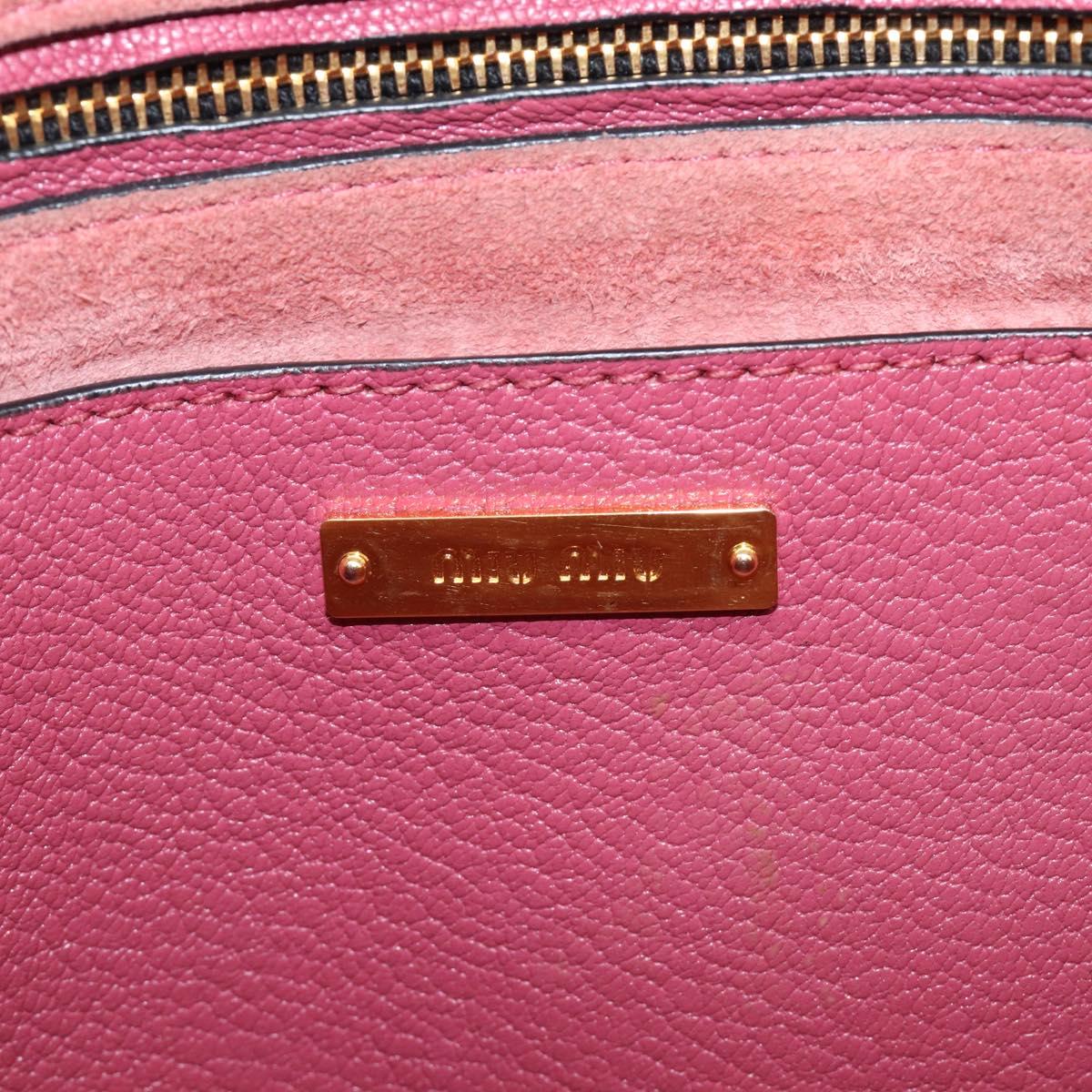 Miu Miu Madras Hand Bag Leather 2way Pink Gold Auth ka6401V
