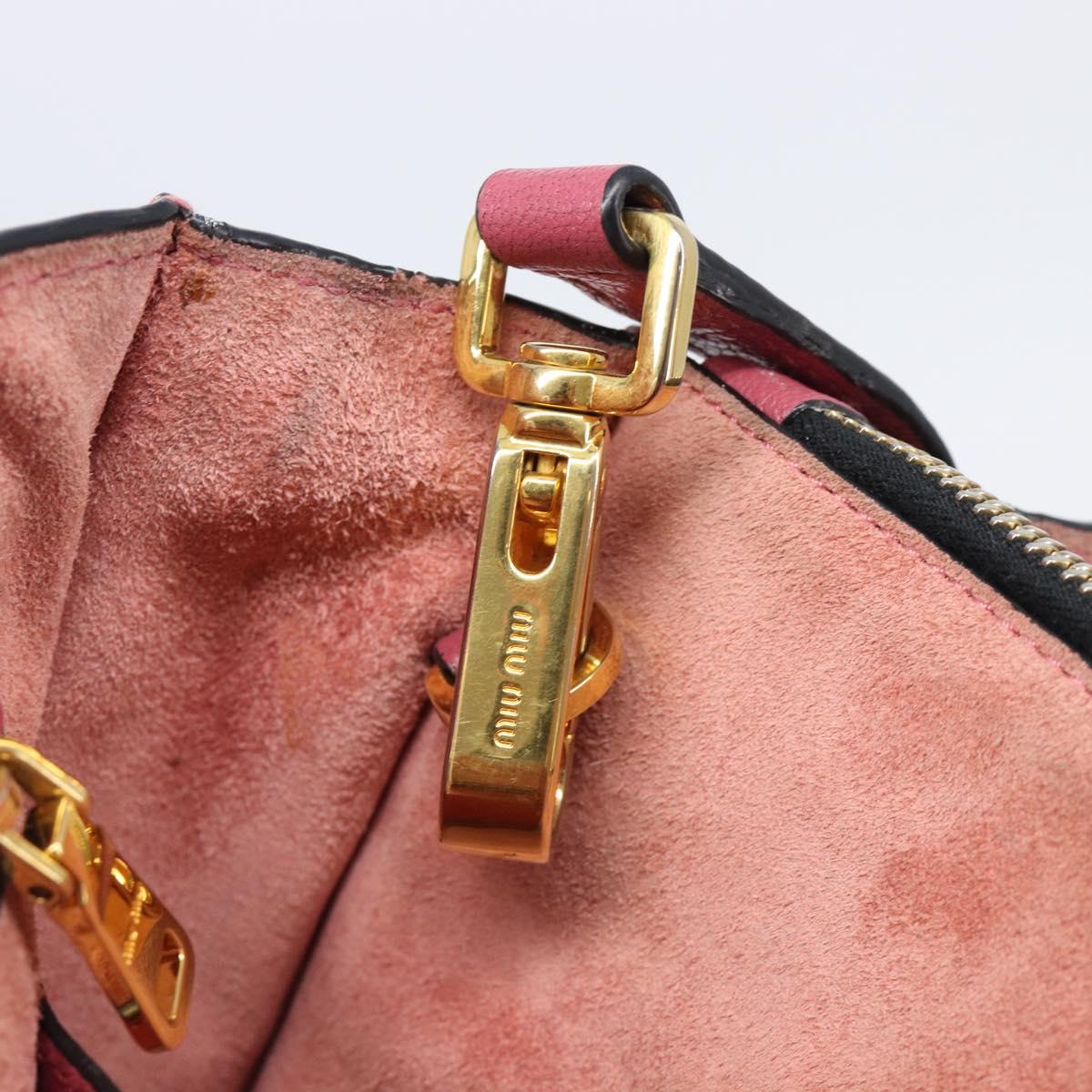 Miu Miu Madras Hand Bag Leather 2way Pink Gold Auth ka6401V