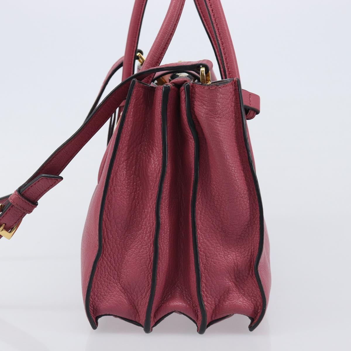 Miu Miu Madras Hand Bag Leather 2way Pink Gold Auth ka6401V