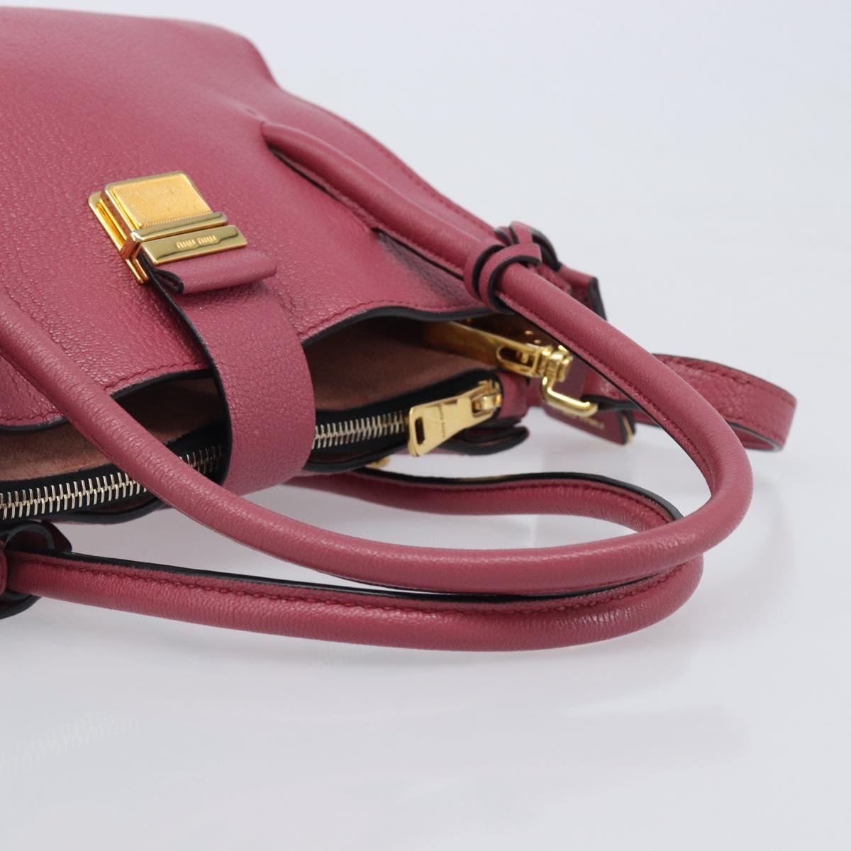 Miu Miu Madras Hand Bag Leather 2way Pink Gold Auth ka6401V