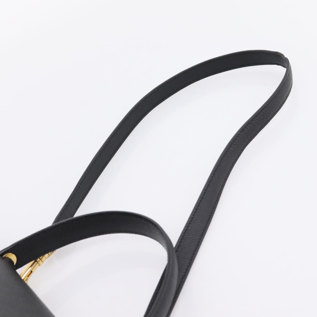 CELINE Belt Bag Hand Bag Leather 2way Black Gold Auth ka6406V