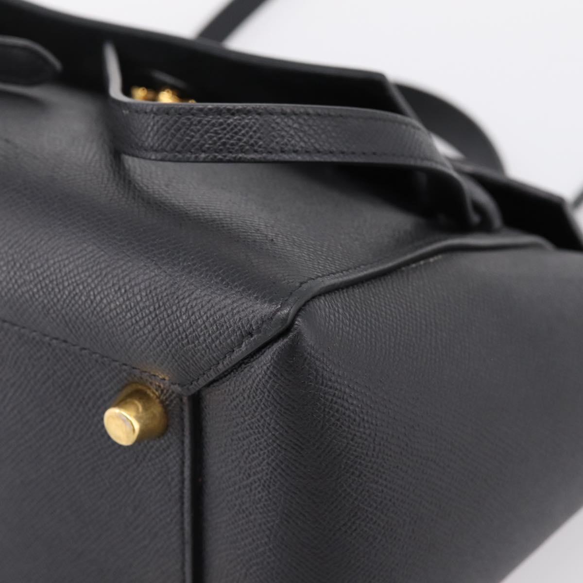 CELINE Belt Bag Hand Bag Leather 2way Black Gold Auth ka6406V
