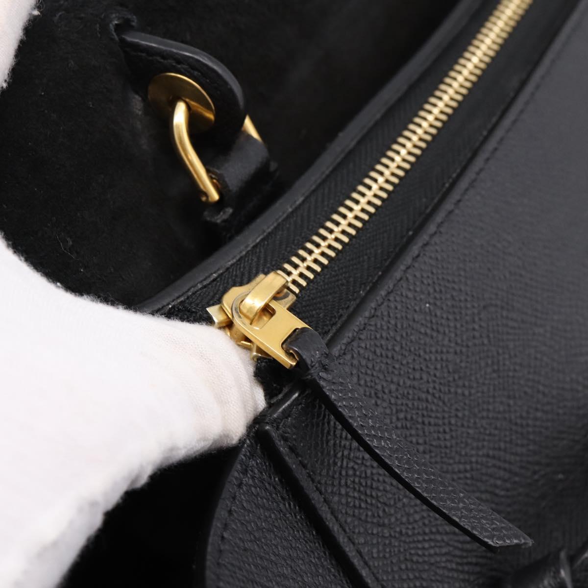 CELINE Belt Bag Hand Bag Leather 2way Black Gold Auth ka6406V