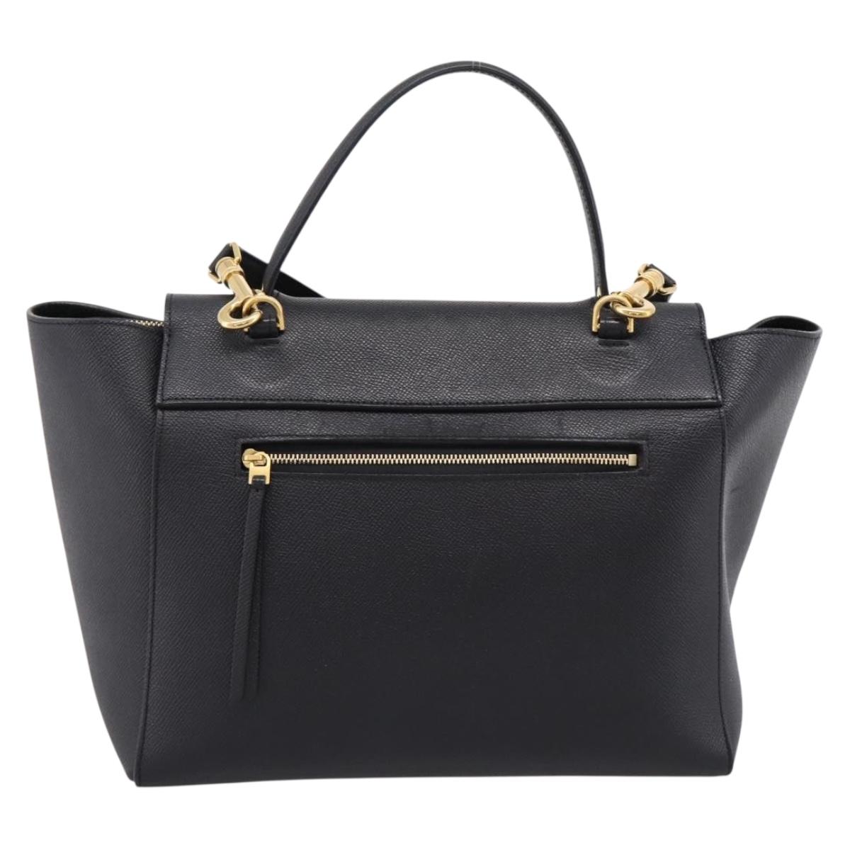 CELINE Belt Bag Hand Bag Leather 2way Black Gold Auth ka6406V