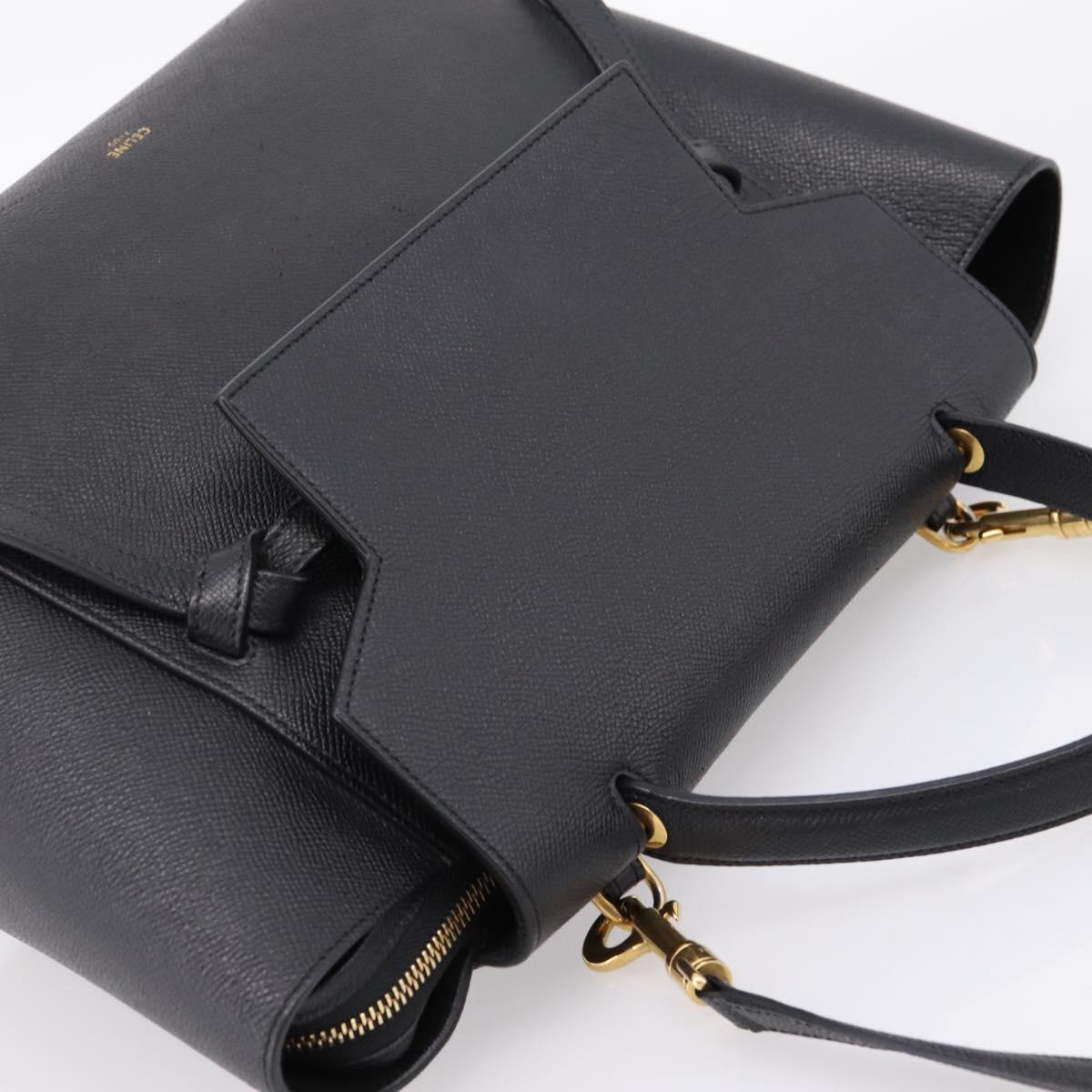 CELINE Belt Bag Hand Bag Leather 2way Black Gold Auth ka6406V