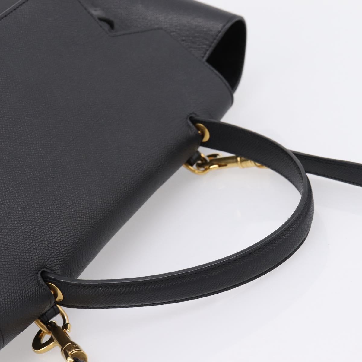CELINE Belt Bag Hand Bag Leather 2way Black Gold Auth ka6406V