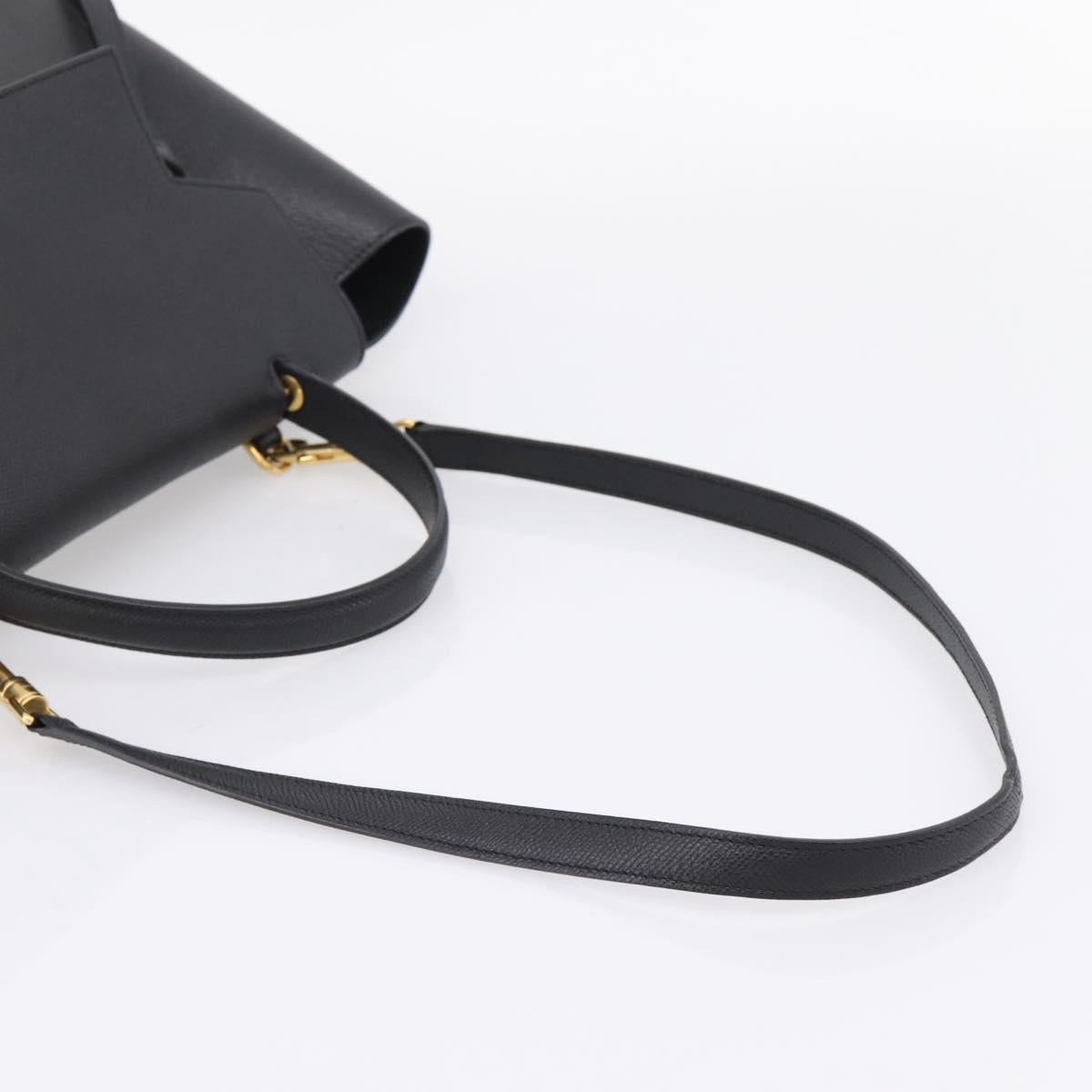 CELINE Belt Bag Hand Bag Leather 2way Black Gold Auth ka6406V