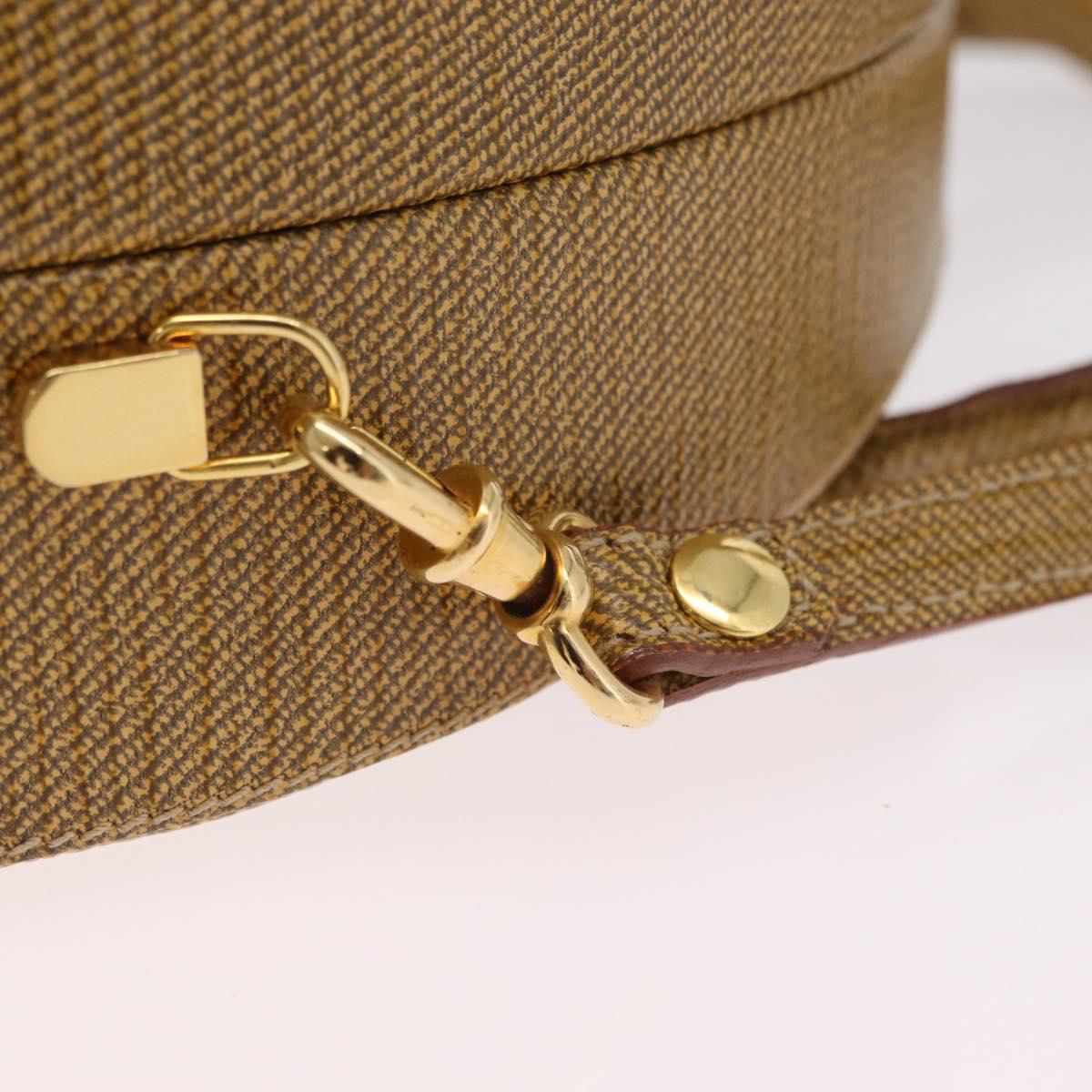 FENDI Hand Bag Leather 2way Beige Gold Auth ka6408
