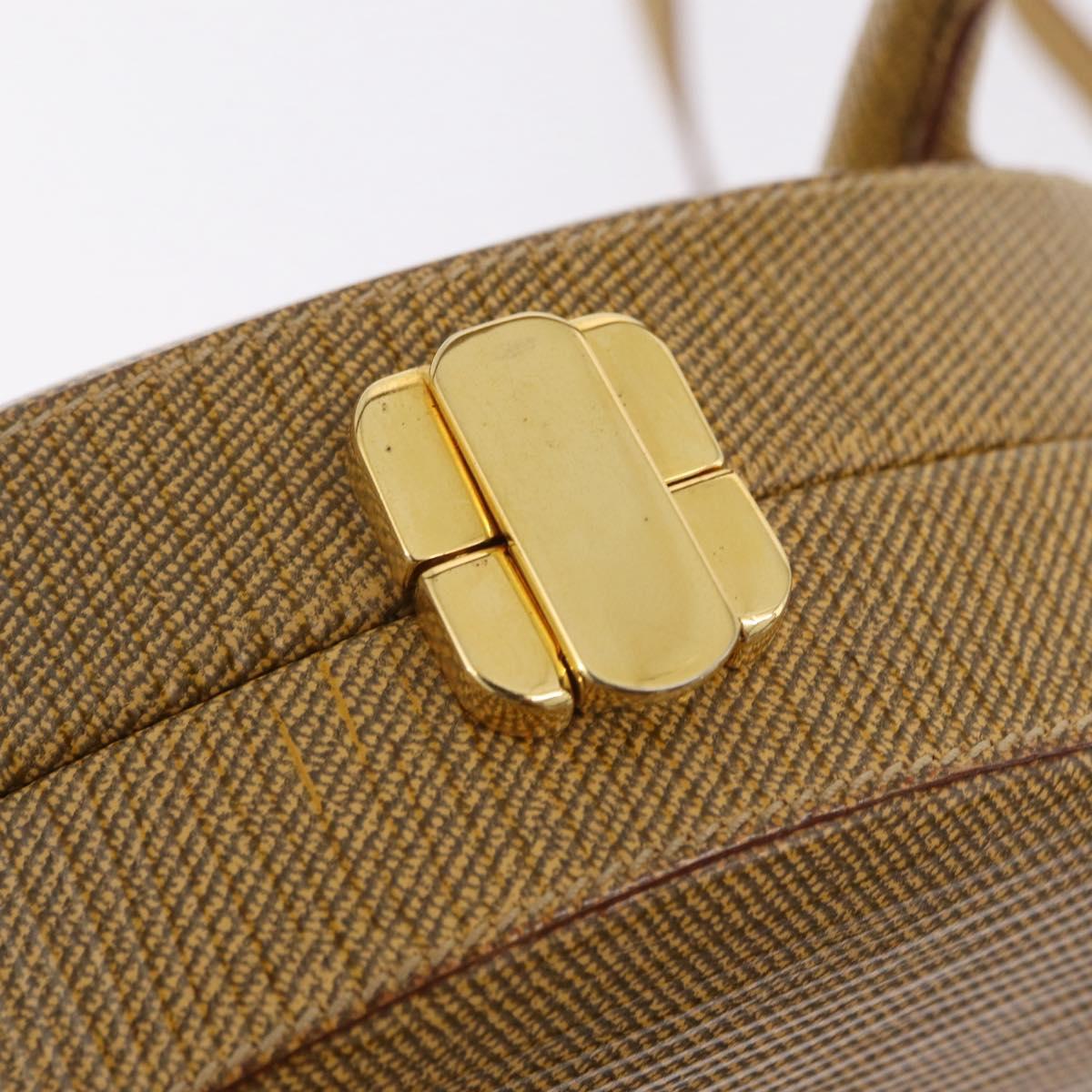 FENDI Hand Bag Leather 2way Beige Gold Auth ka6408