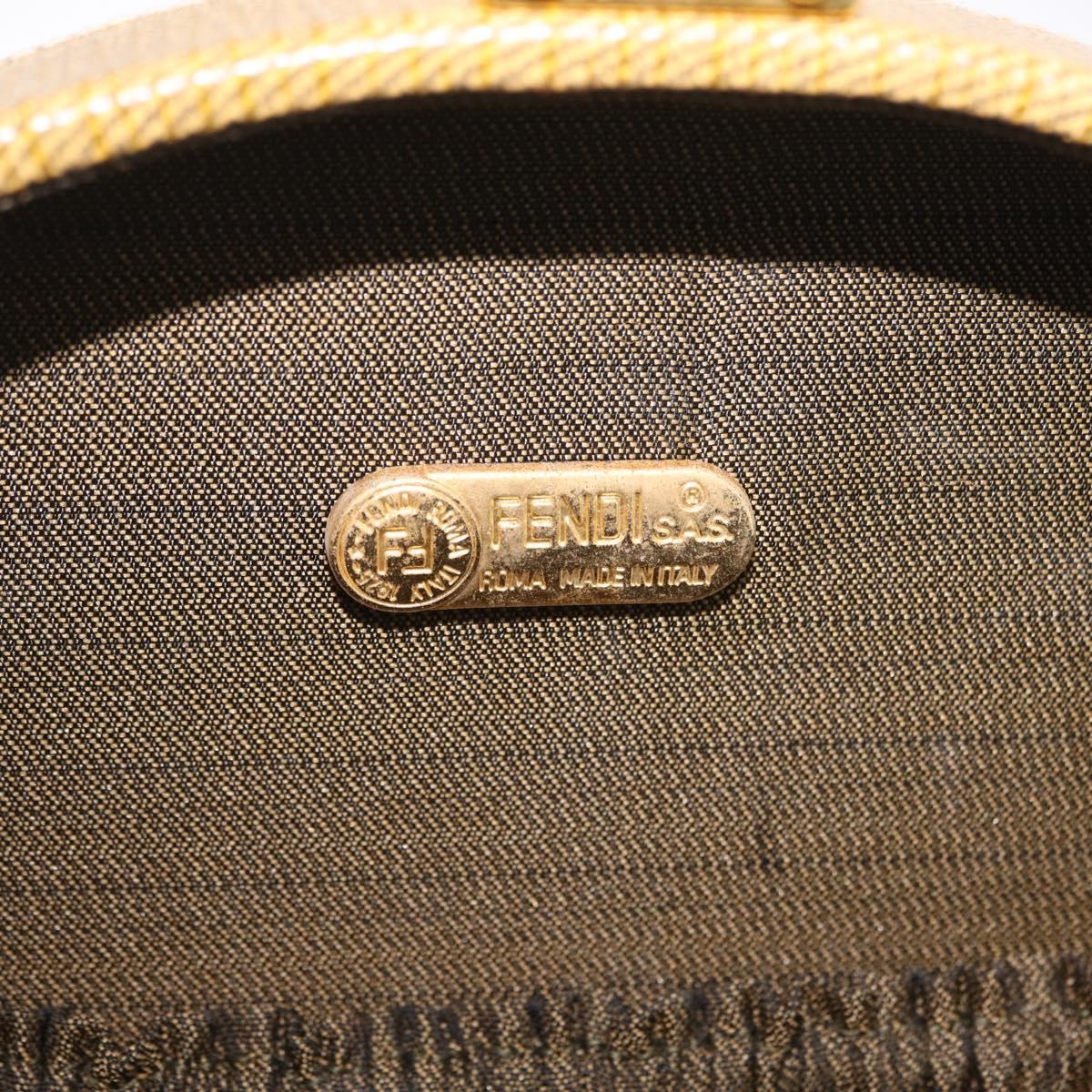 FENDI Hand Bag Leather 2way Beige Gold Auth ka6408