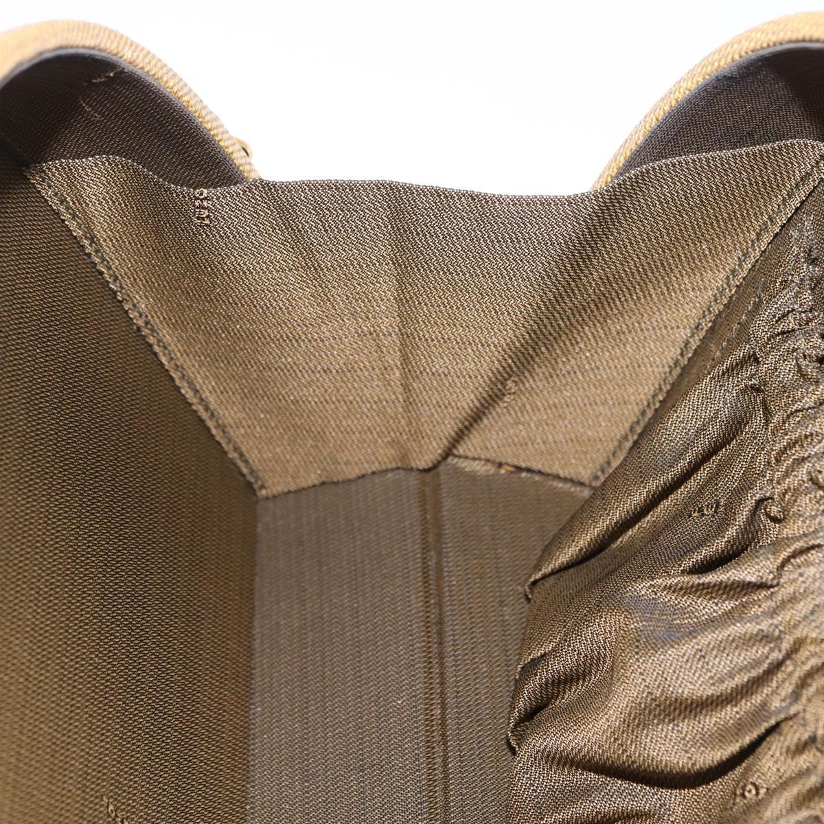 FENDI Hand Bag Leather 2way Beige Gold Auth ka6408
