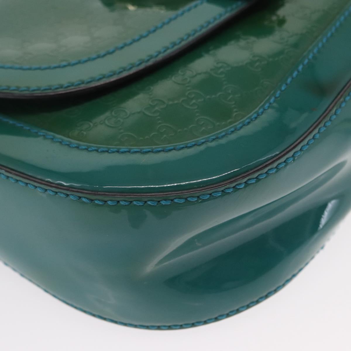 GUCCI Micro GG Canvas Shoulder Bag Enamel Outlet Turquoise Blue Gold Auth ka641