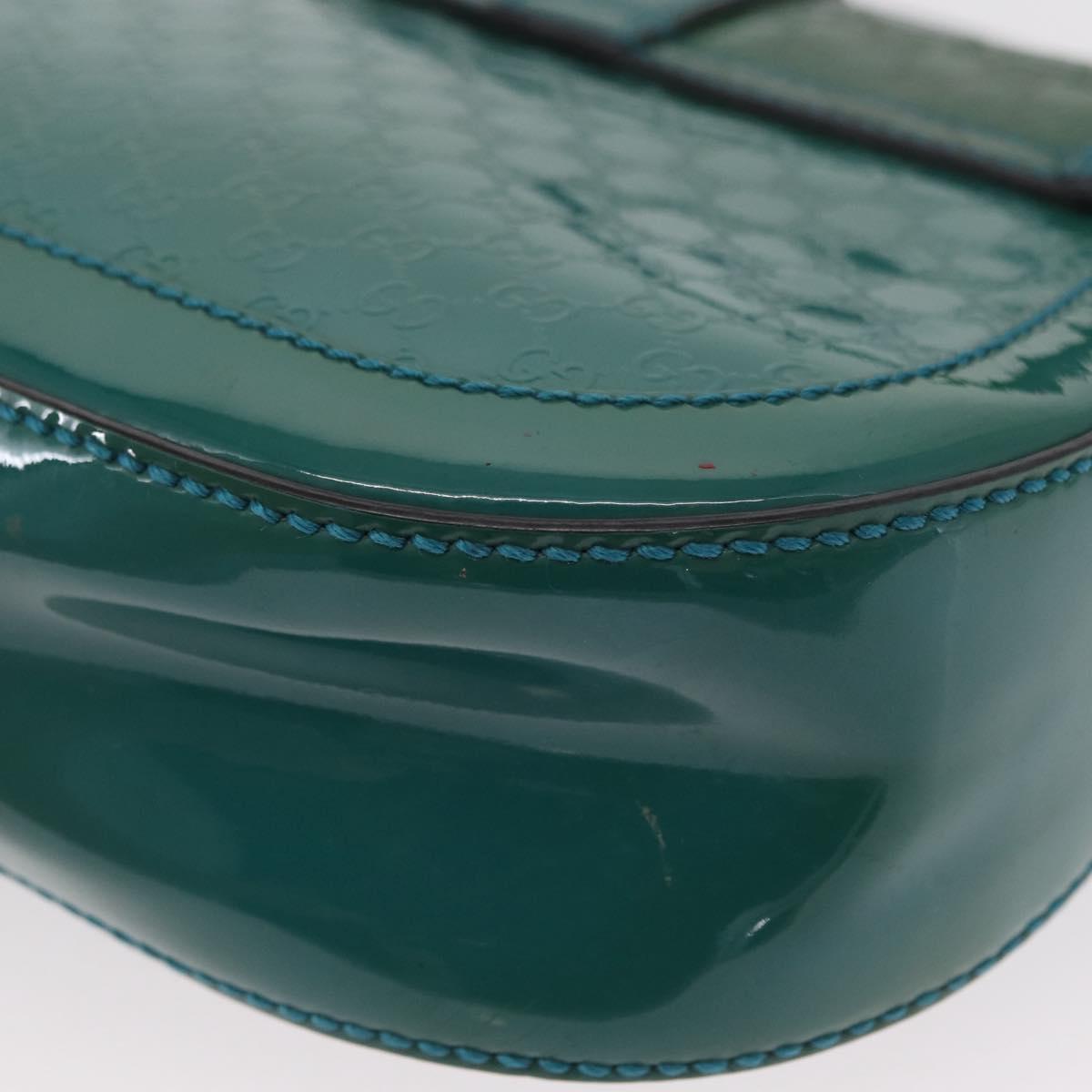 GUCCI Micro GG Canvas Shoulder Bag Enamel Outlet Turquoise Blue Gold Auth ka641