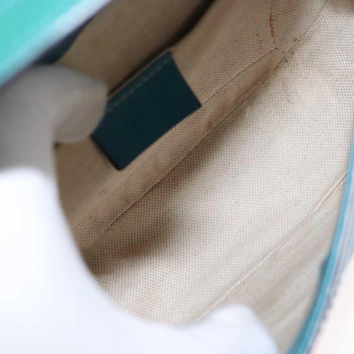 GUCCI Micro GG Canvas Shoulder Bag Enamel Outlet Turquoise Blue Gold Auth ka641