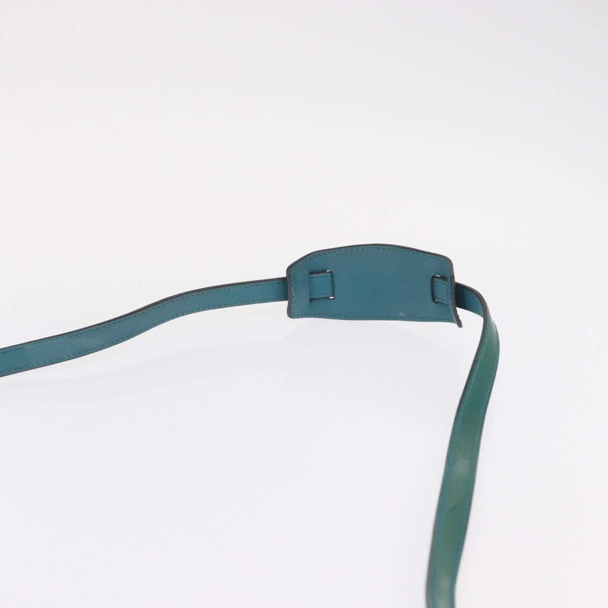 GUCCI Micro GG Canvas Shoulder Bag Enamel Outlet Turquoise Blue Gold Auth ka641