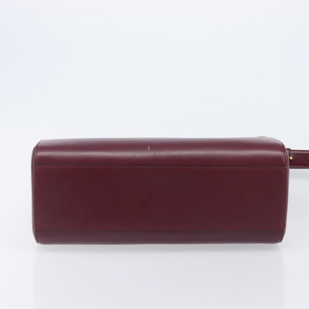CARTIER Must Line Shoulder Bag Leather Bordeaux Gold Auth ka6410
