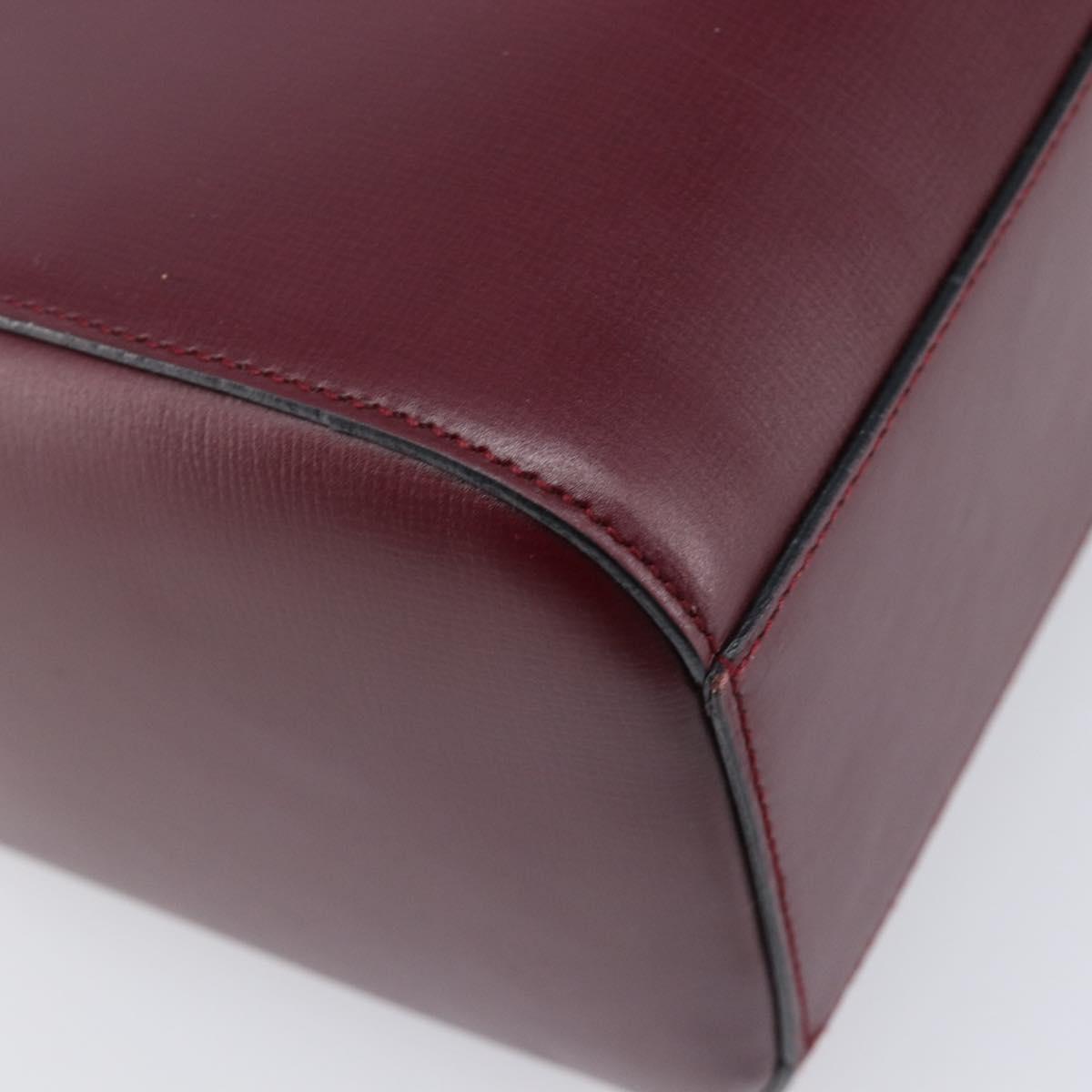 CARTIER Must Line Shoulder Bag Leather Bordeaux Gold Auth ka6410
