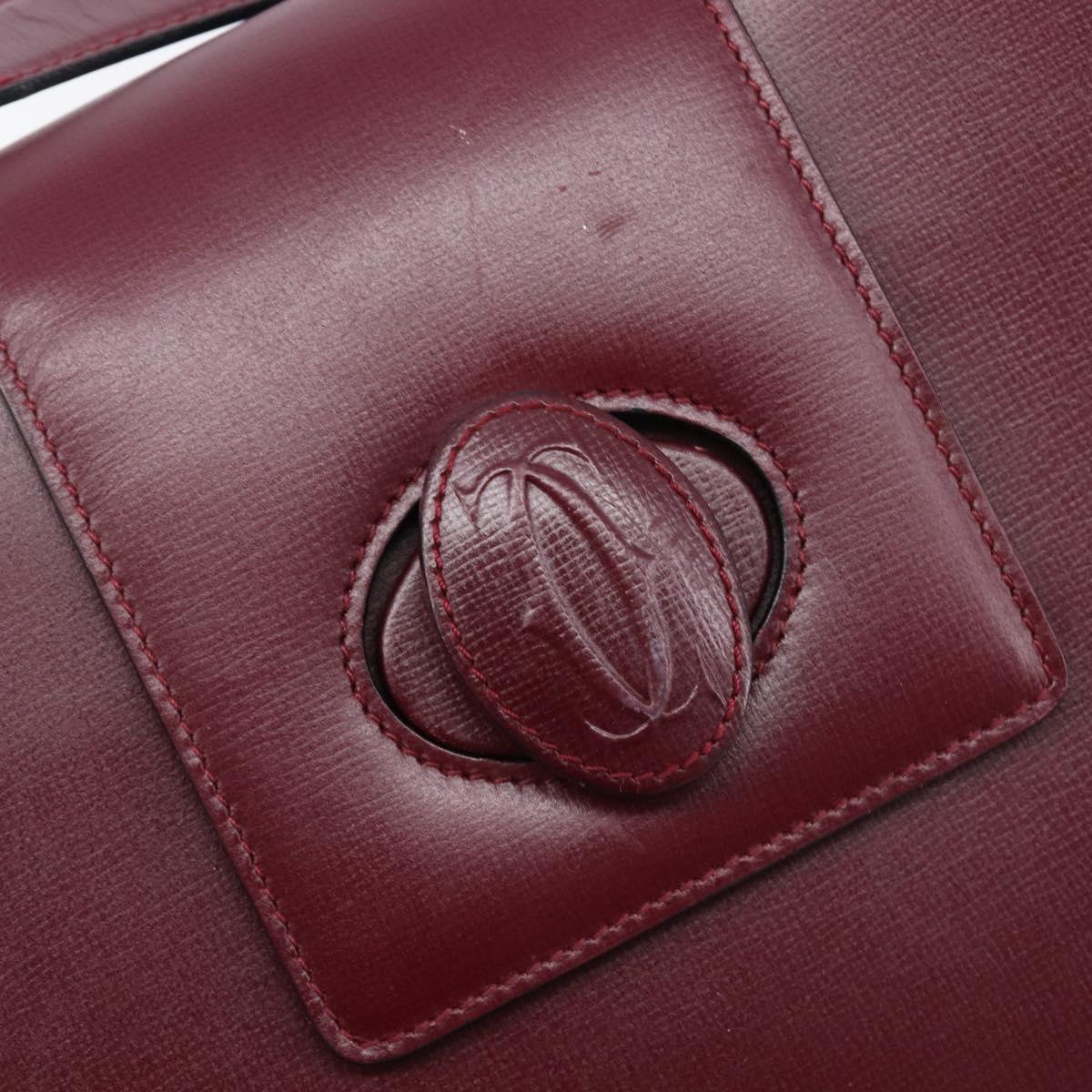 CARTIER Must Line Shoulder Bag Leather Bordeaux Gold Auth ka6410