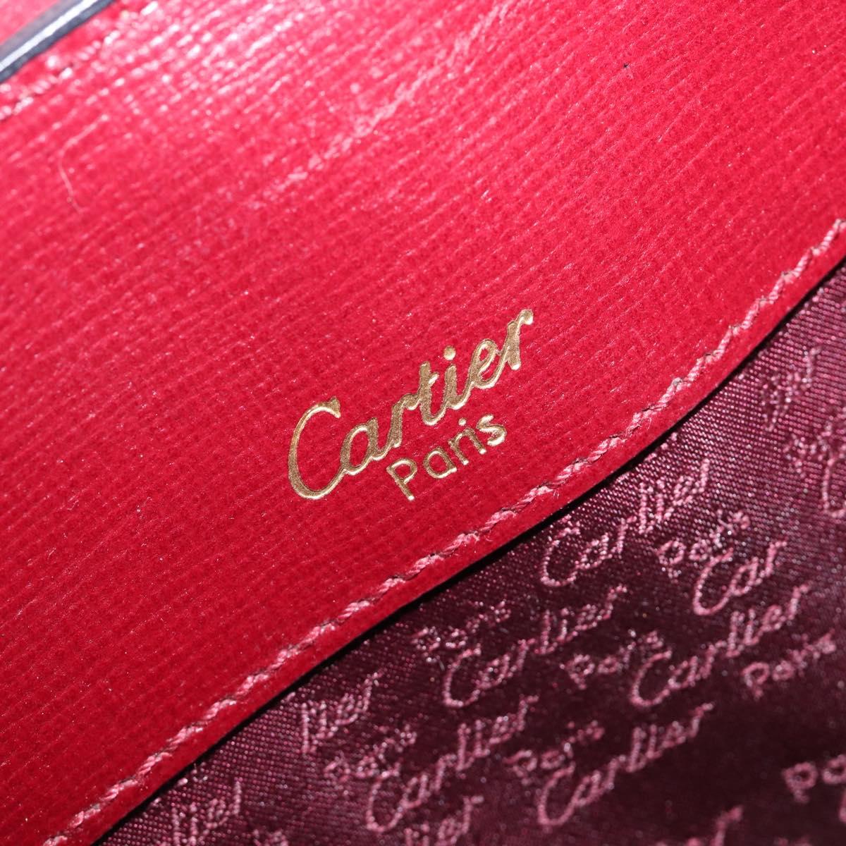 CARTIER Must Line Shoulder Bag Leather Bordeaux Gold Auth ka6410
