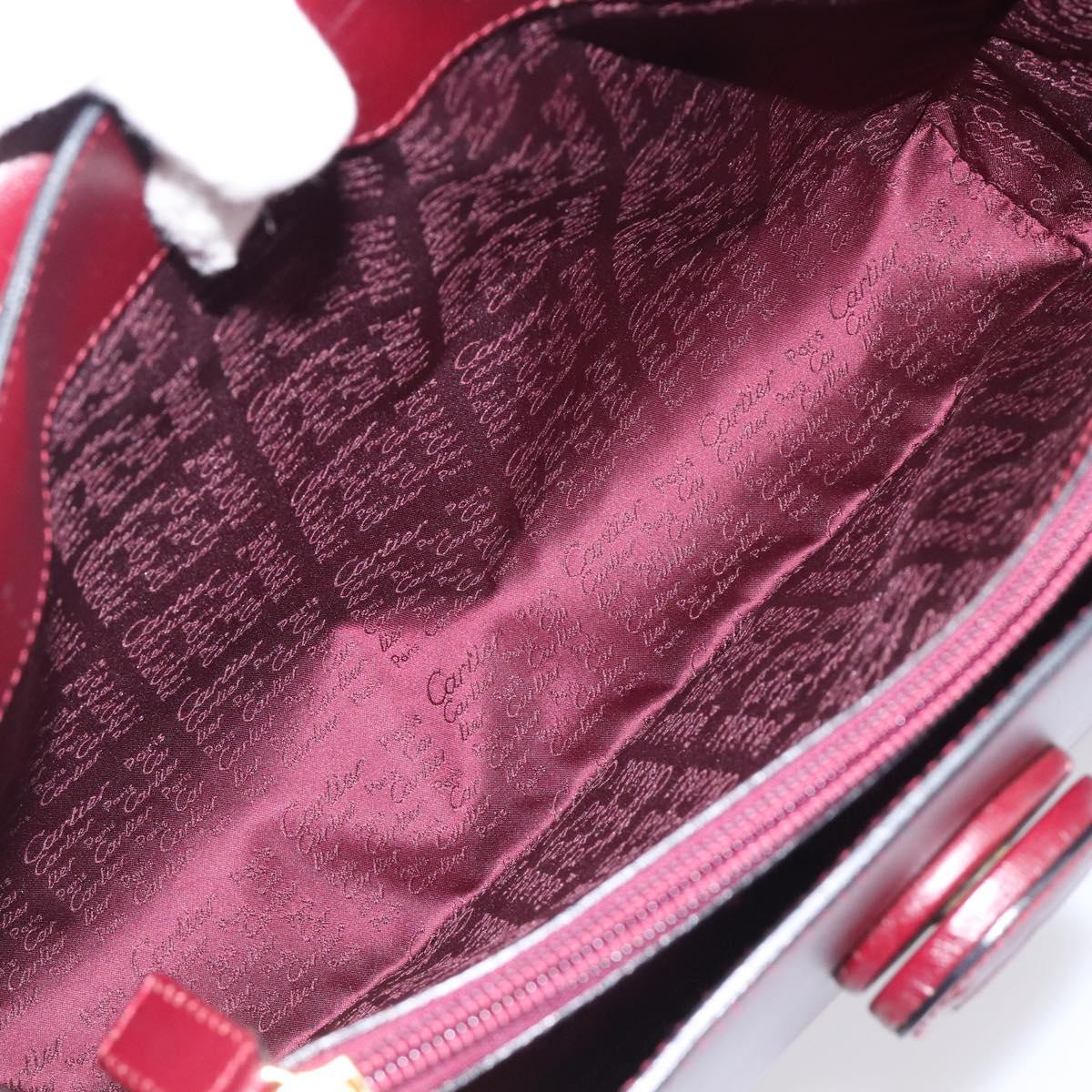 CARTIER Must Line Shoulder Bag Leather Bordeaux Gold Auth ka6410
