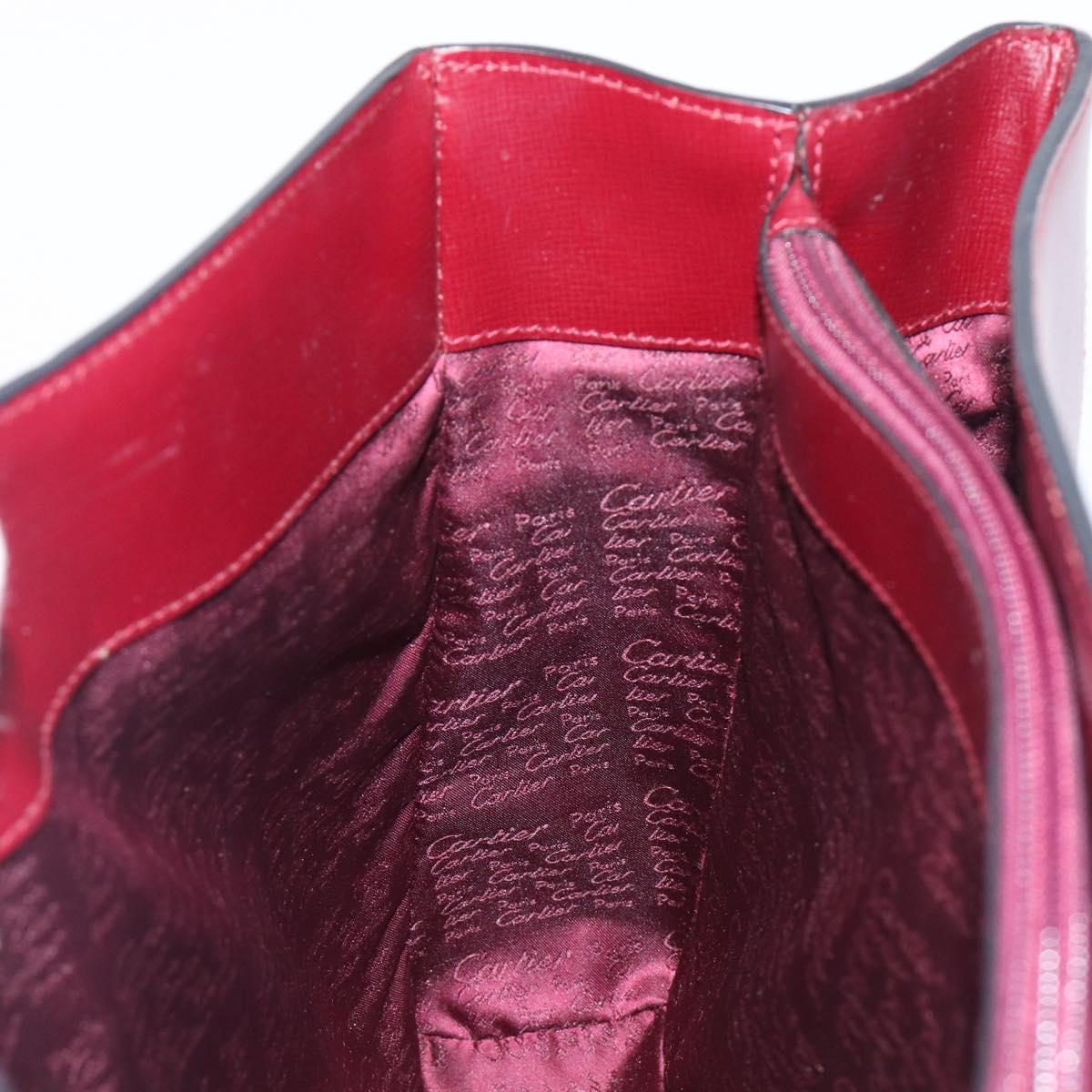 CARTIER Must Line Shoulder Bag Leather Bordeaux Gold Auth ka6410