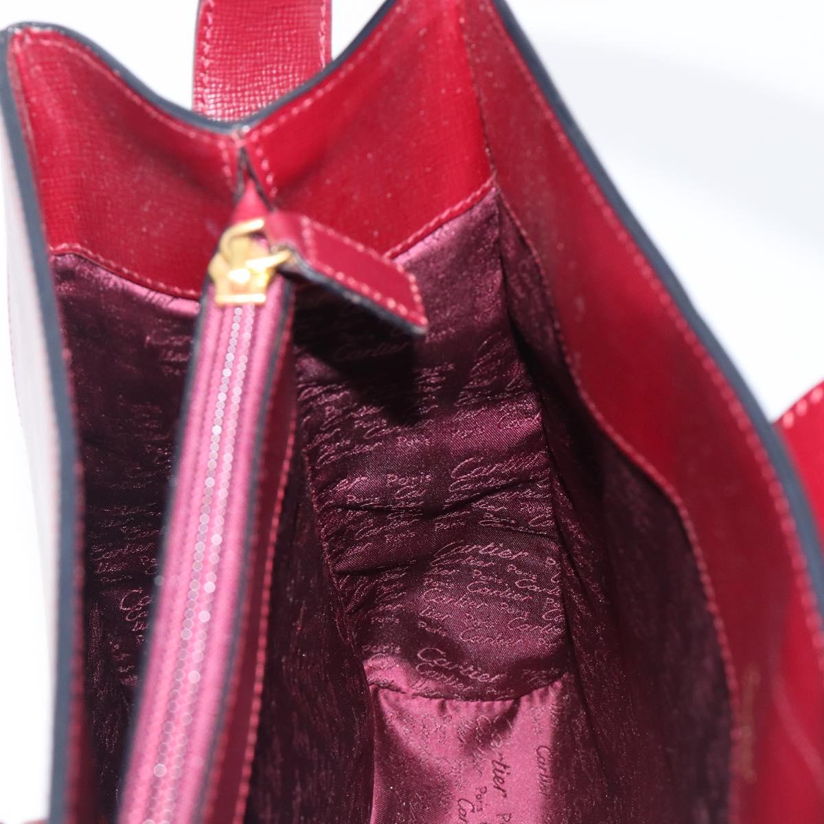 CARTIER Must Line Shoulder Bag Leather Bordeaux Gold Auth ka6410