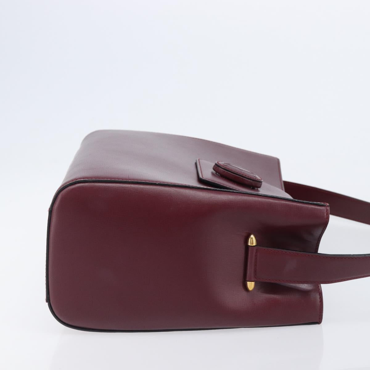 CARTIER Must Line Shoulder Bag Leather Bordeaux Gold Auth ka6410