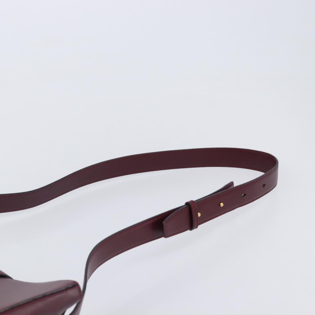 CARTIER Must Line Shoulder Bag Leather Bordeaux Gold Auth ka6410