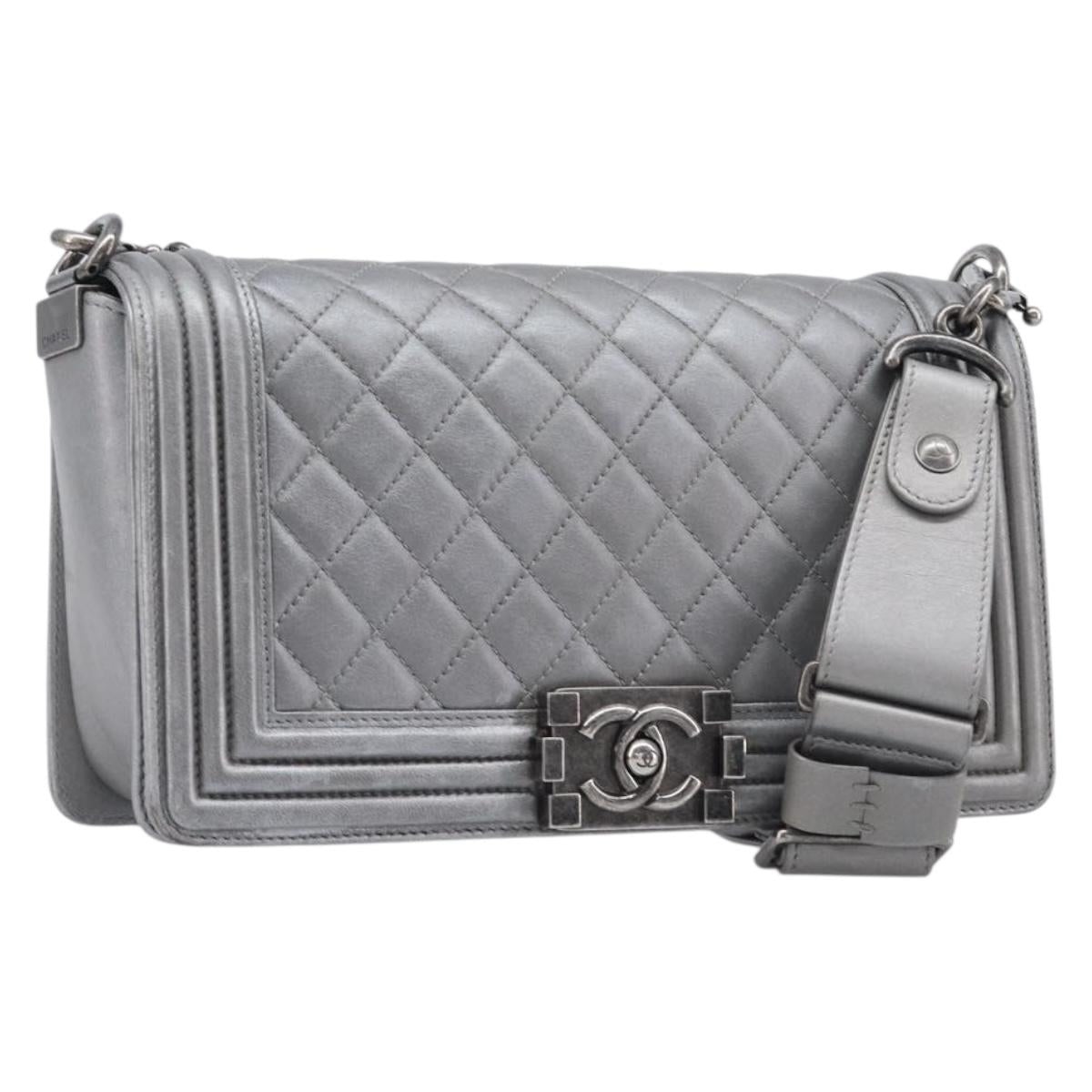 CHANEL Boy Chanel Matelasse Chain Bag Lamb Skin Red Gold CC Auth ka6411M