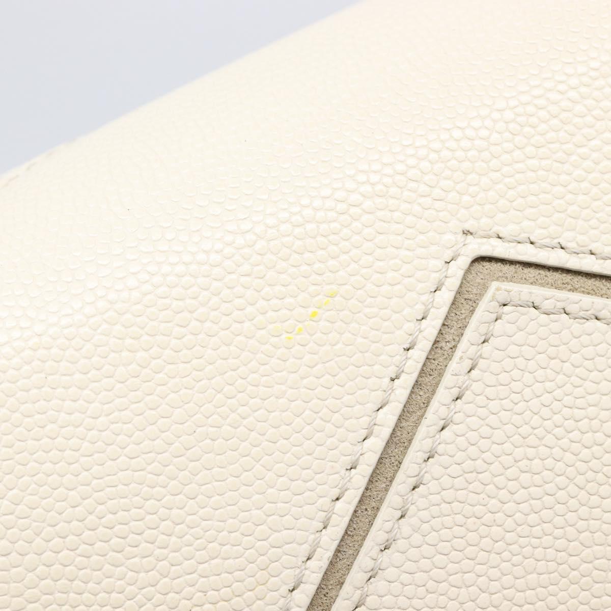 CHANEL Macro Chevron Small Flap Bag Caviar Skin White Silver CC Auth ka6412V