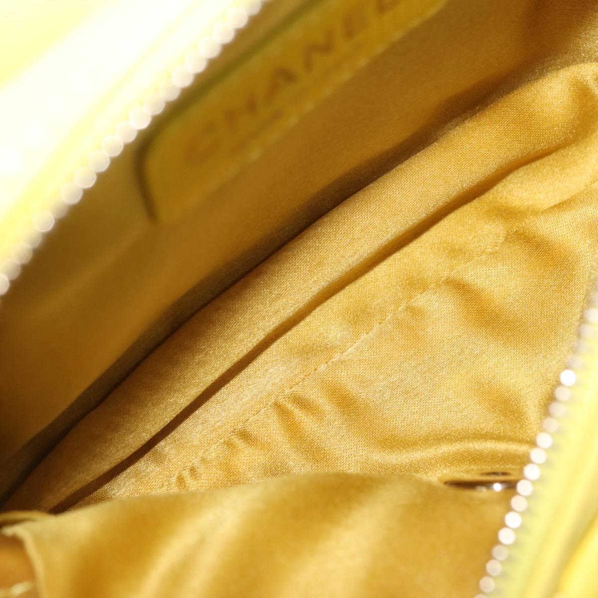CHANEL Matelasse Chain Shoulder Bag Lamb Skin Yellow Gold CC Auth ka6413M