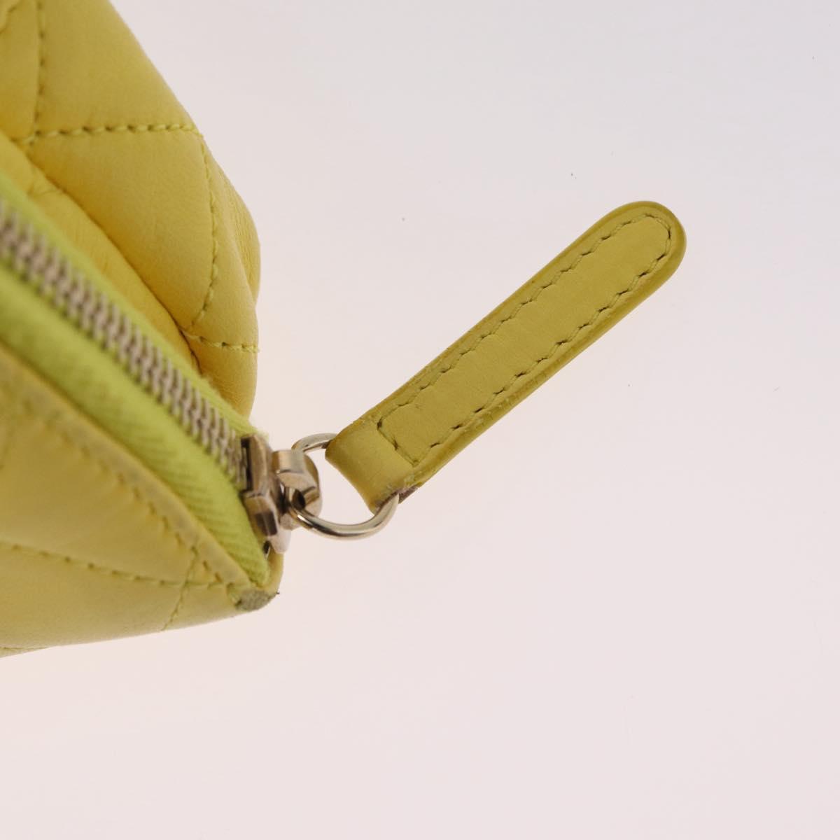 CHANEL Matelasse Chain Shoulder Bag Lamb Skin Yellow Gold CC Auth ka6413M