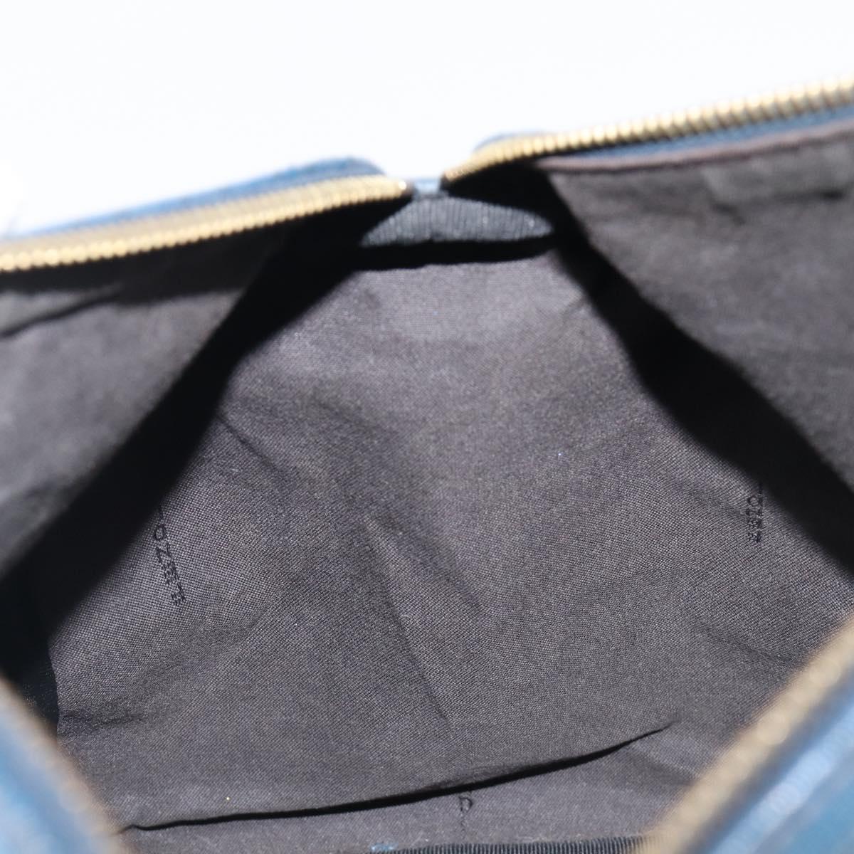FENDI Zucchino Canvas Hand Bag PVC Navy Gold Auth ka6414