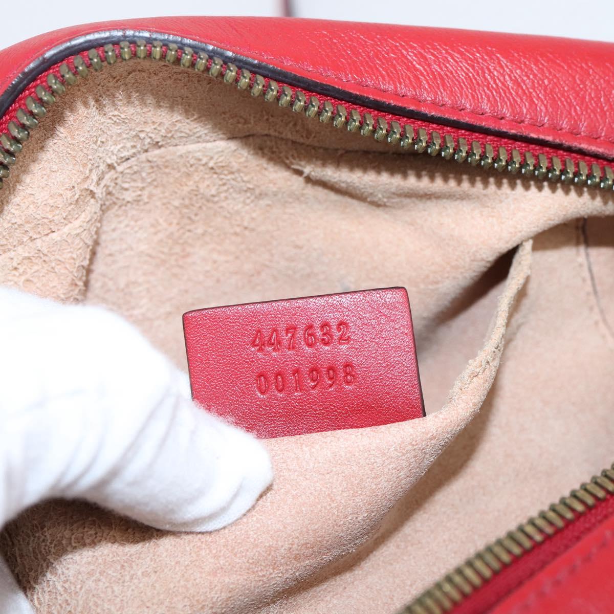 GUCCI GG Marmont Shoulder Bag Leather Red Gold 447632 Auth ka6415