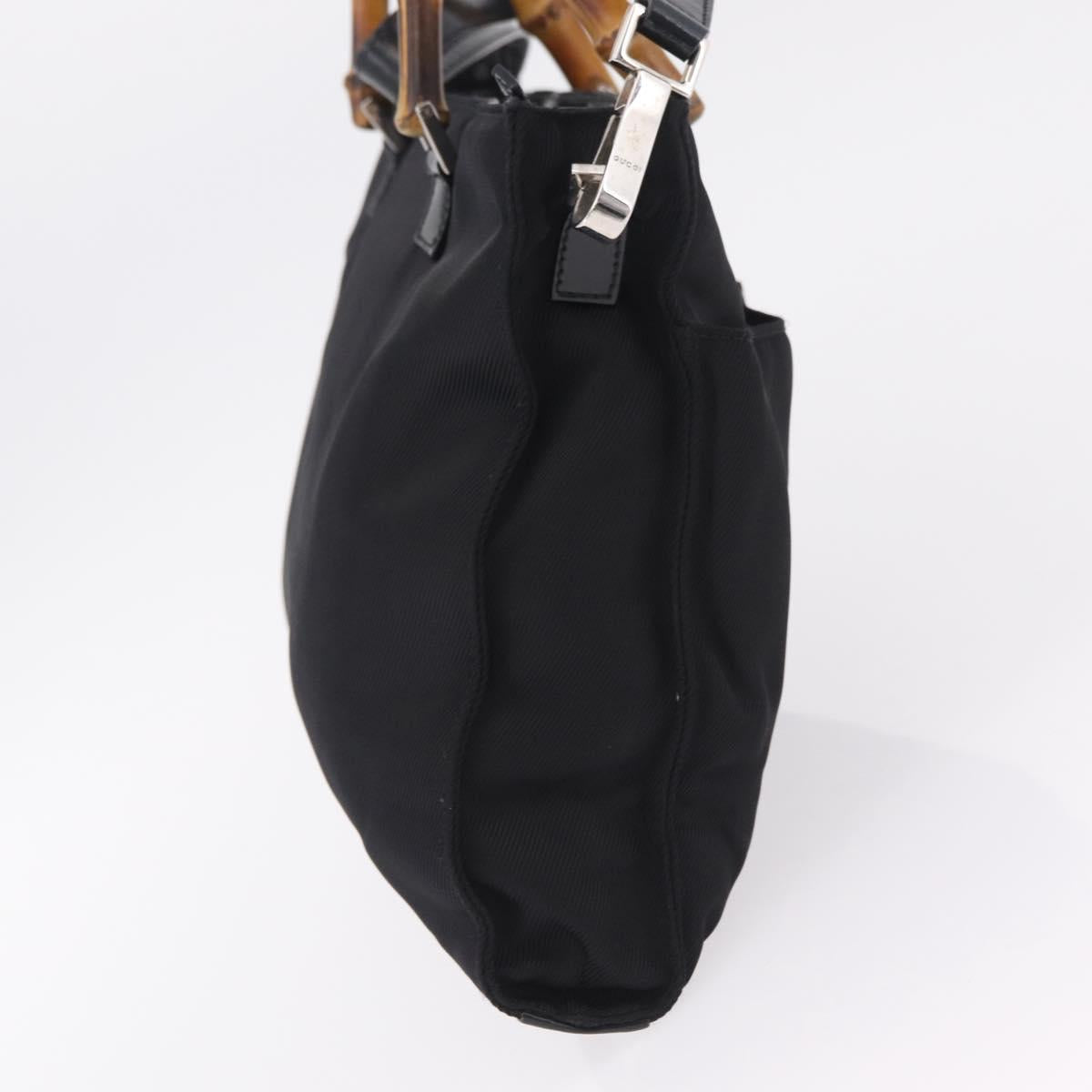 GUCCI Bamboo Hand Bag Nylon 2way Black Silver 001 2855 1875 5 Auth ka6416