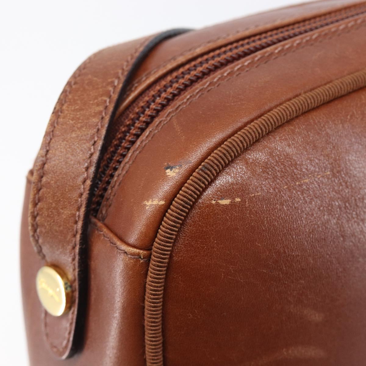 Salvatore Ferragamo Vala Shoulder Bag Leather Gold Brown Auth ka6418