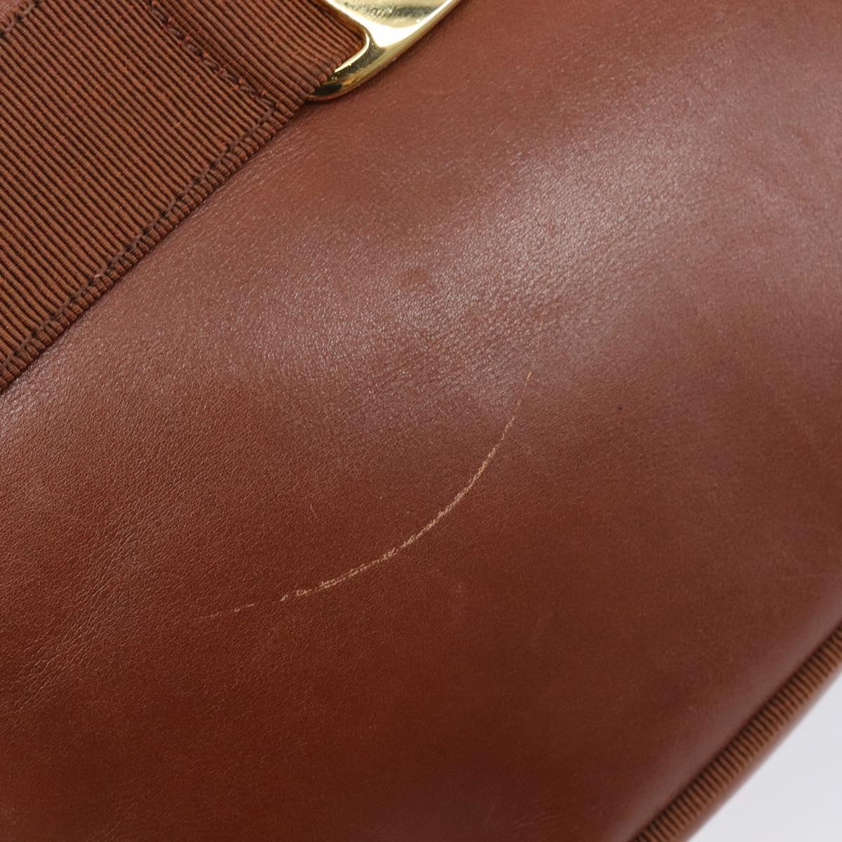 Salvatore Ferragamo Vala Shoulder Bag Leather Gold Brown Auth ka6418