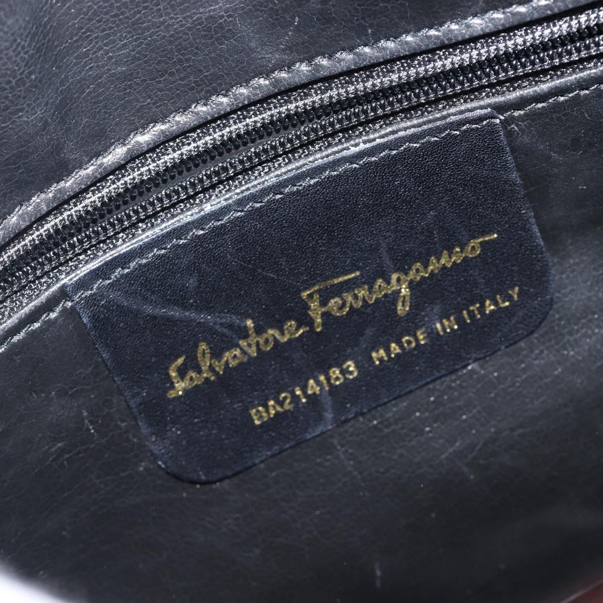Salvatore Ferragamo Vala Shoulder Bag Leather Gold Brown Auth ka6418