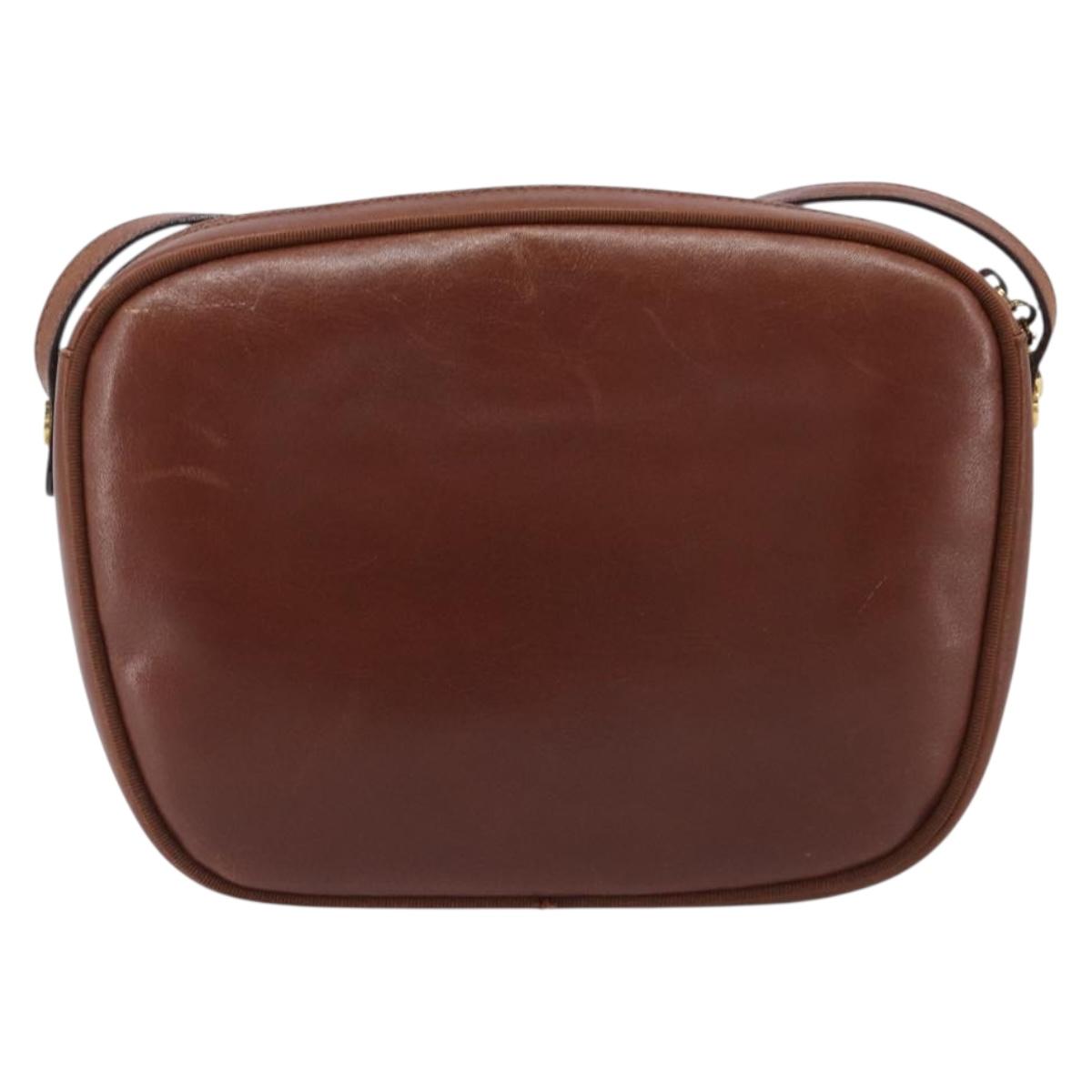 Salvatore Ferragamo Vala Shoulder Bag Leather Gold Brown Auth ka6418