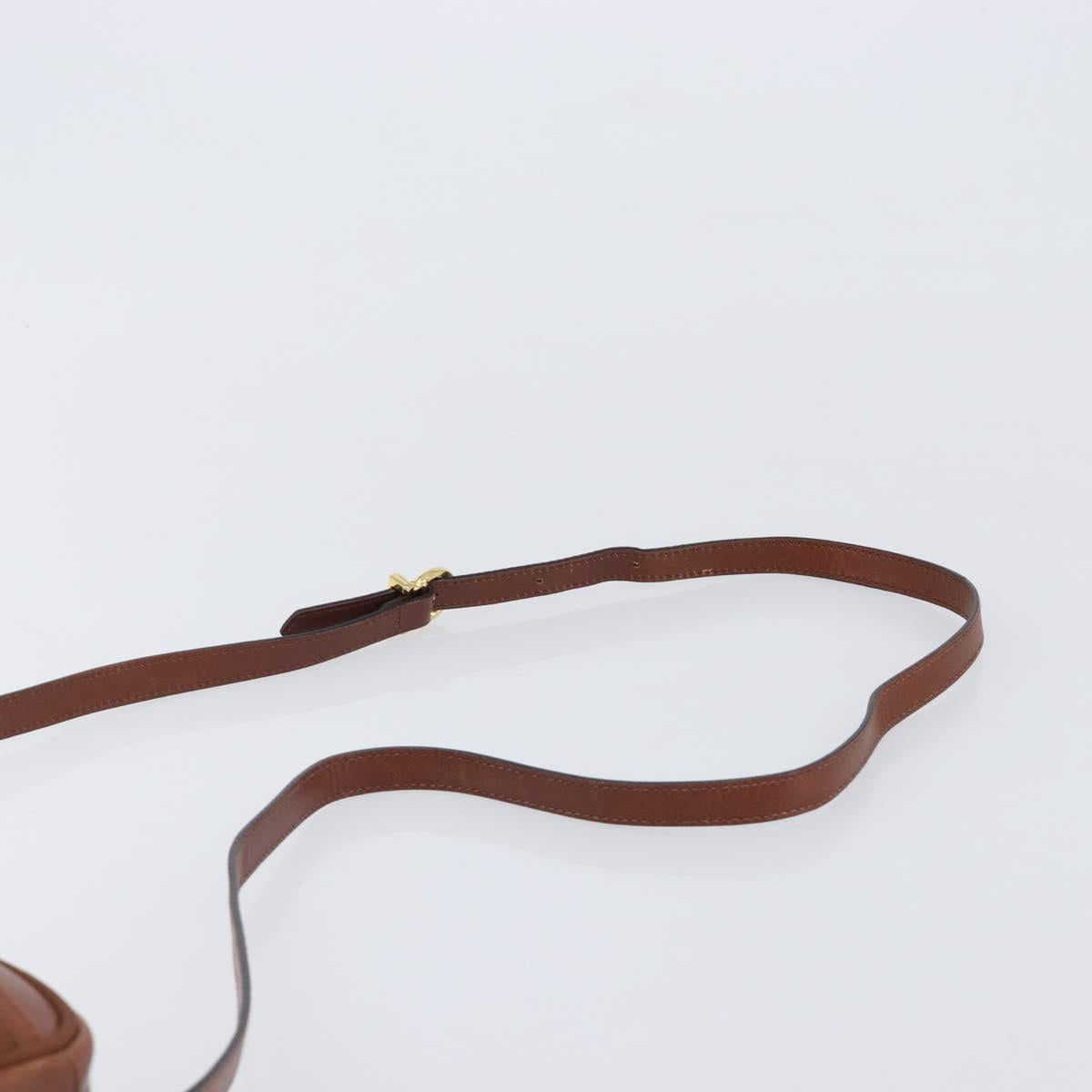 Salvatore Ferragamo Vala Shoulder Bag Leather Gold Brown Auth ka6418