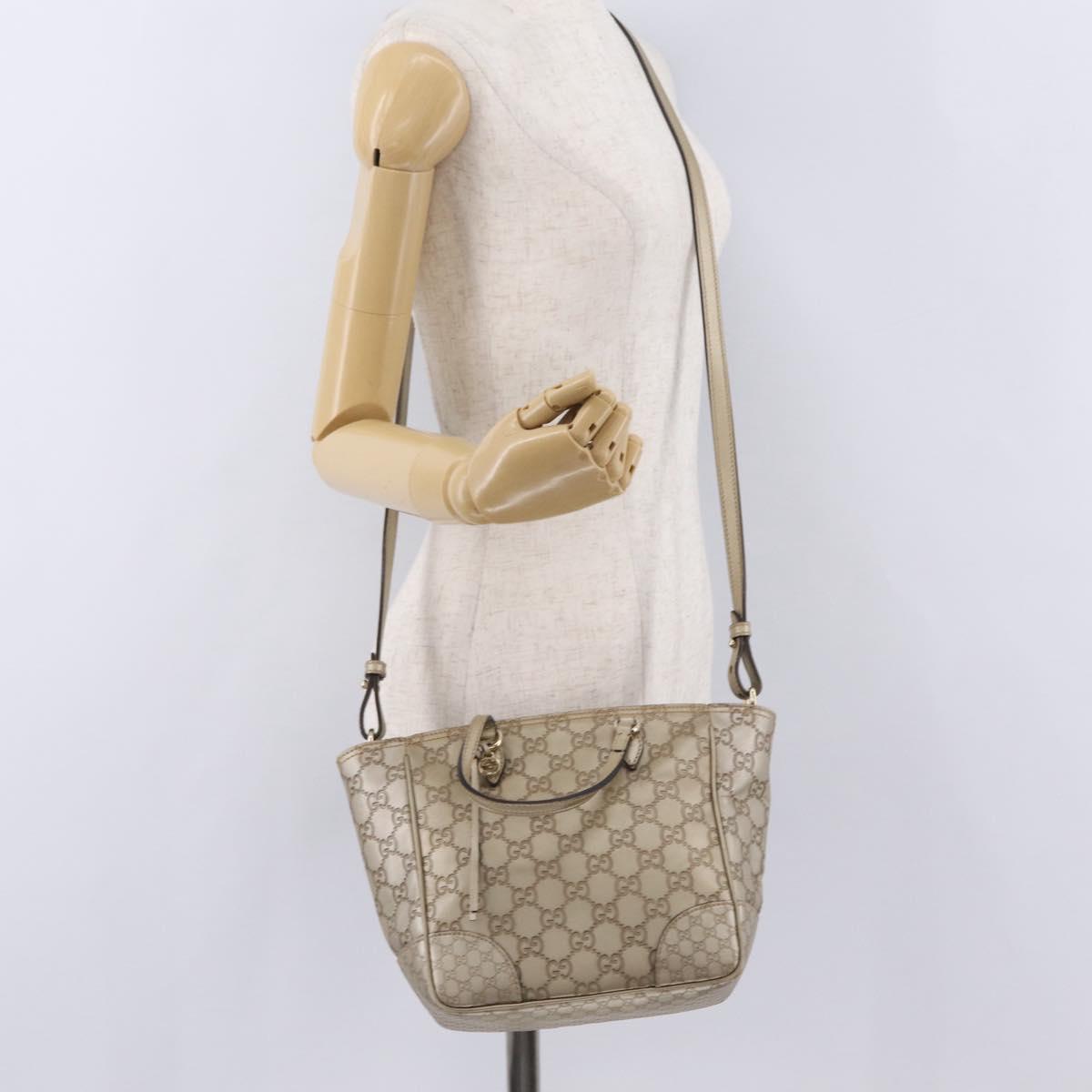 GUCCI GG Canvas Guccissima Hand Bag 2way Gold 353121 Auth ka6419