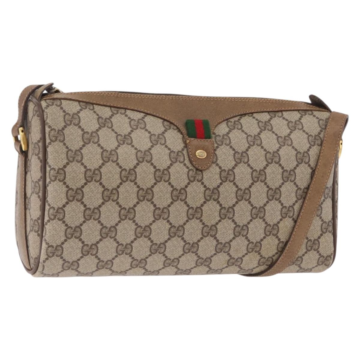GUCCI GG Supreme Shoulder Bag PVC Beige Gold Tone 89 02 017 Auth ka6421