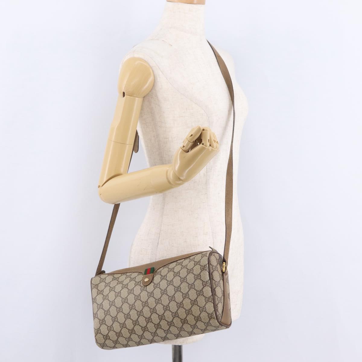 GUCCI GG Supreme Shoulder Bag PVC Beige Gold Tone 89 02 017 Auth ka6421
