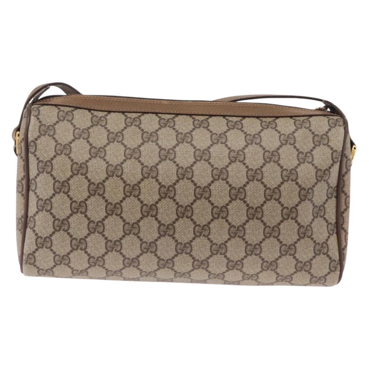 GUCCI GG Supreme Shoulder Bag PVC Beige Gold Tone 89 02 017 Auth ka6421