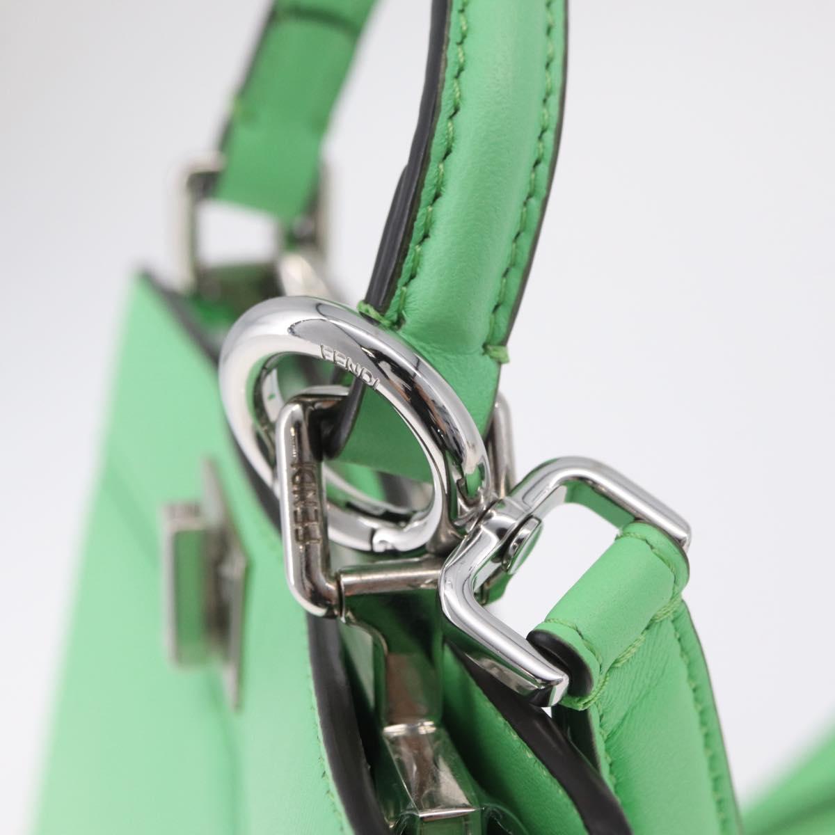 FENDI Peek A Boo I See You Petit Bag Leather Emerald Green 8BN335 Auth ka6423M