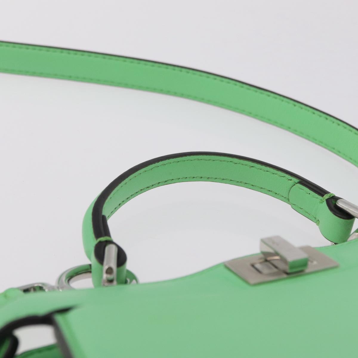 FENDI Peek A Boo I See You Petit Bag Leather Emerald Green 8BN335 Auth ka6423M