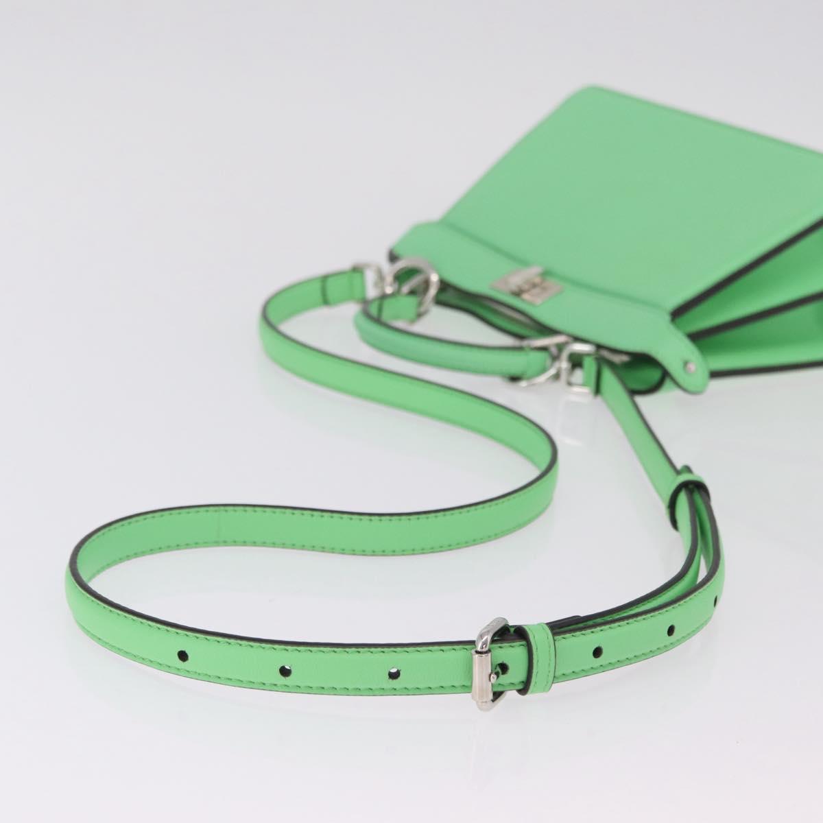 FENDI Peek A Boo I See You Petit Bag Leather Emerald Green 8BN335 Auth ka6423M
